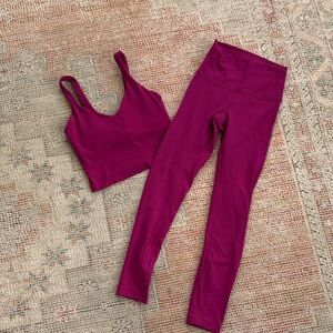 Lululemon Athletica Magenta Leggings and Top Set